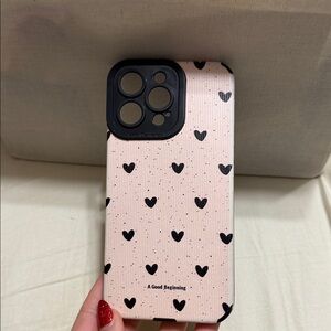 Heart Pattern Phone Case - Pink and Black